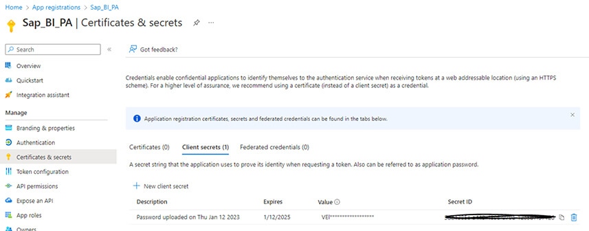 Utiliser Azure comme fournisseur d’identité avec SAP BI 4.3 SP02
