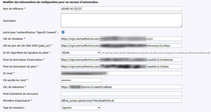 Utiliser Azure comme fournisseur d’identité avec SAP BI 4.3 SP02