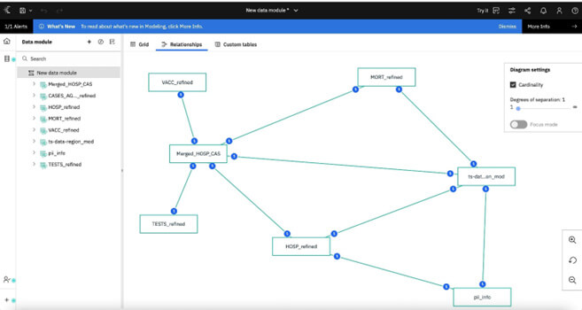 Le Data Module dans IBM Cognos Analytics - IA et interface Web