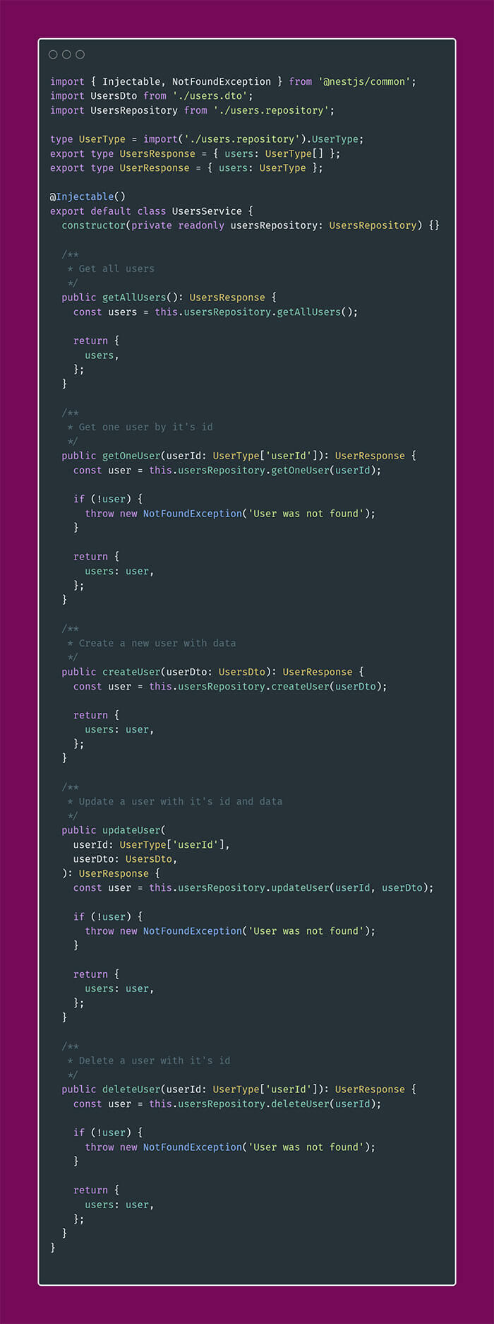 Créer une CRUD avec NestJs