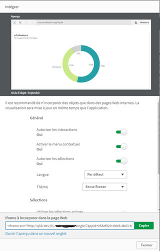 Intégration d'objets Qlik Sense dans une iframe